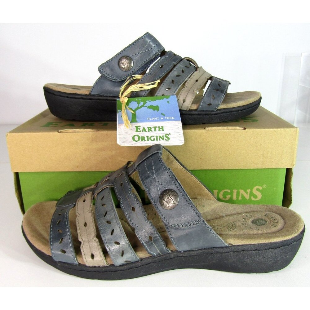 Earth Origins Sandals Alaina Admiral Blue Eco Calf Women's Size 11 WellTek Sys